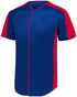 Augusta Sportswear Full-Button Baseball Jersey (1655), Color 'Navy/Red'